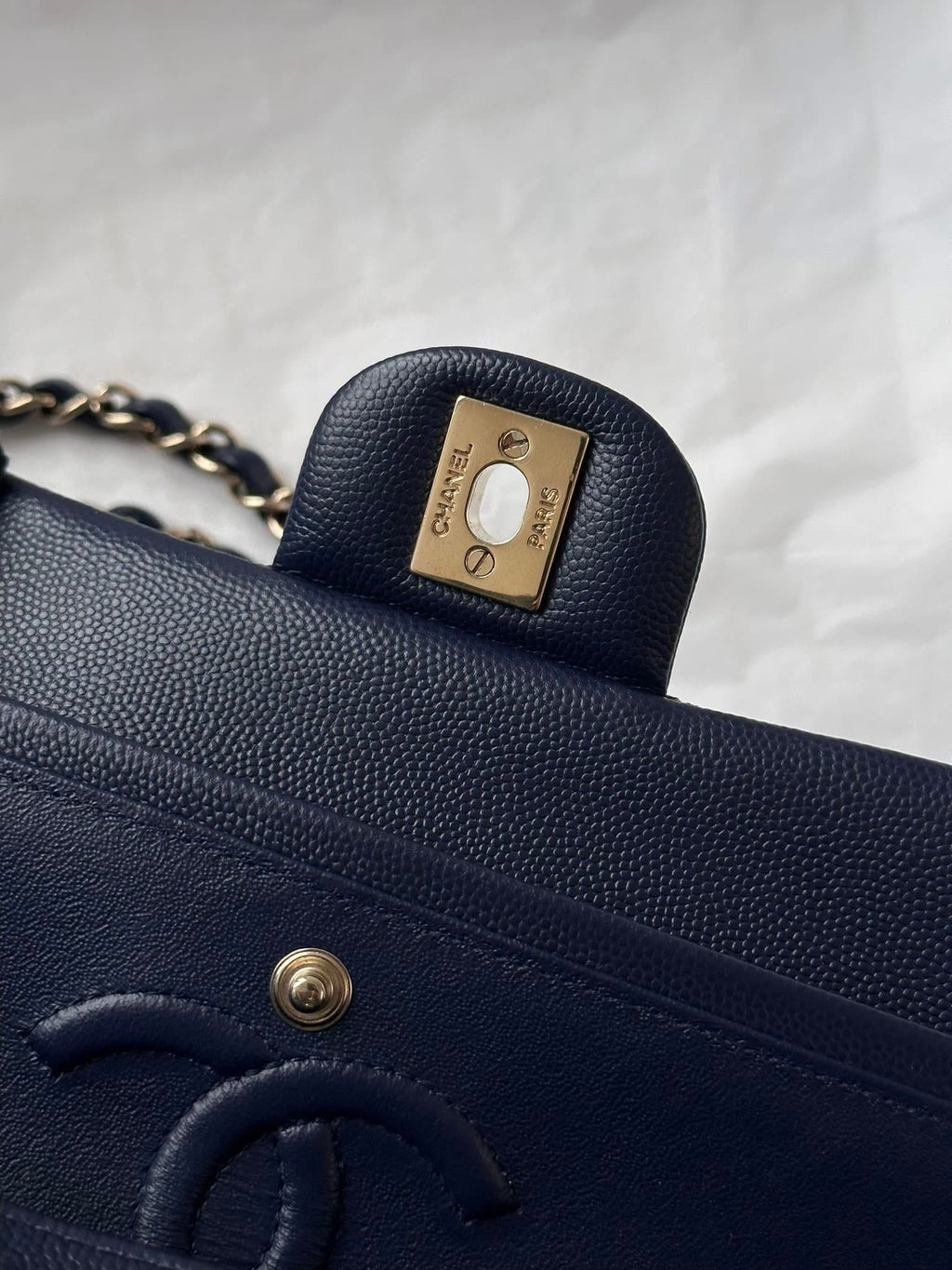 CHANEL 20C Small Navy Caviar LGHW