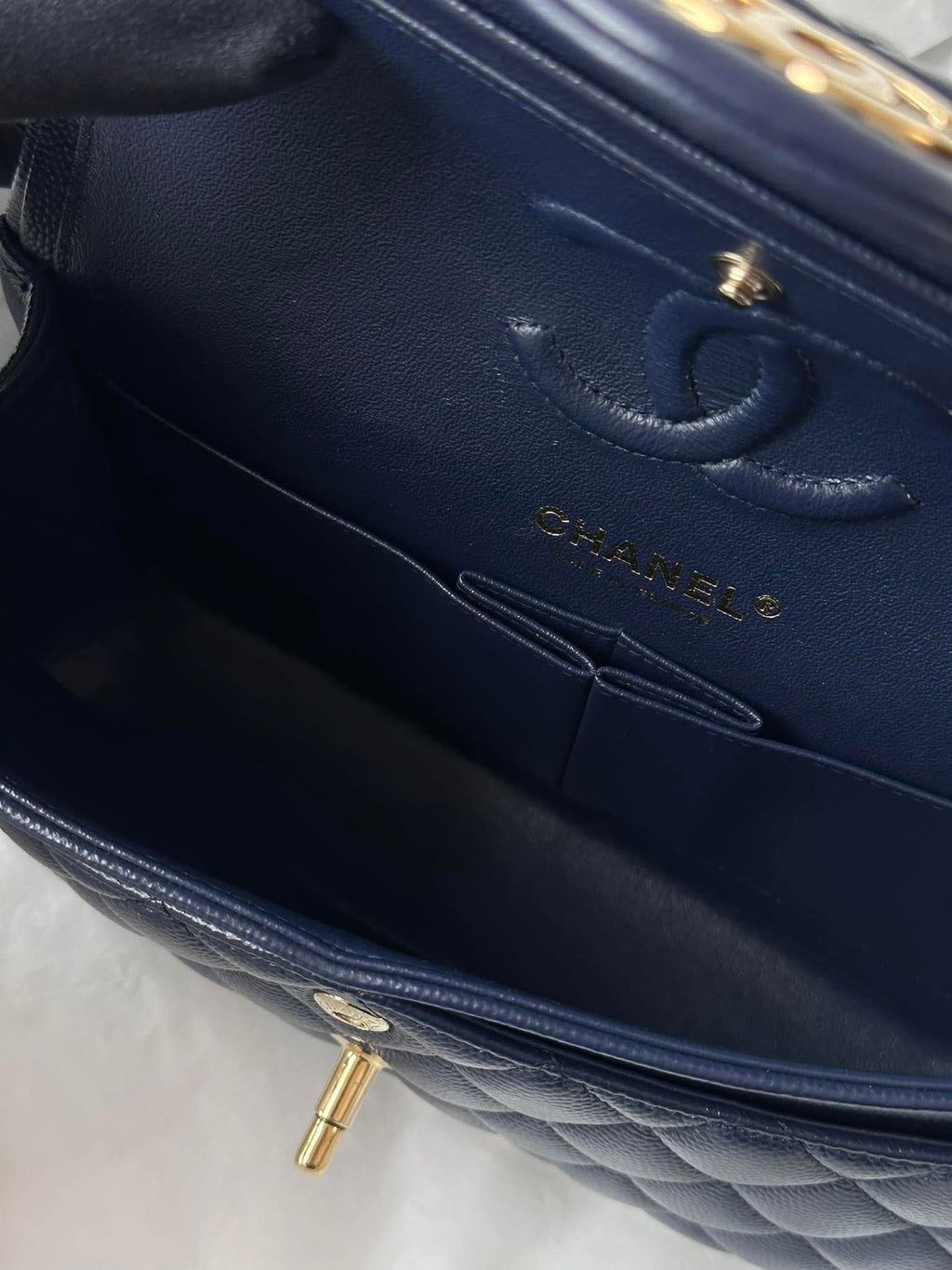 CHANEL 20C Small Navy Caviar LGHW