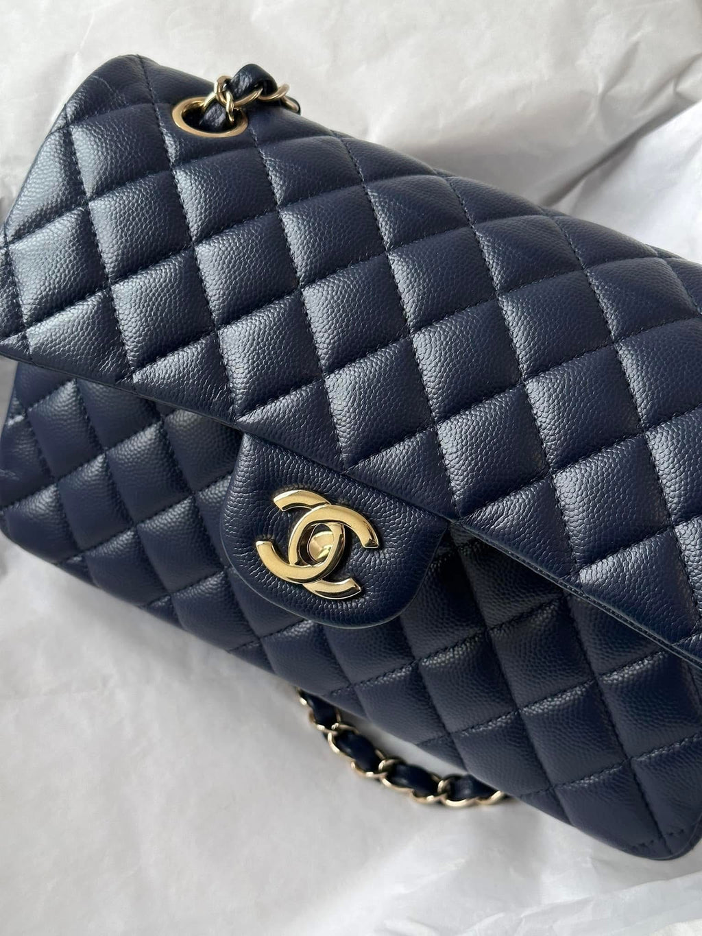CHANEL 20C Small Navy Caviar LGHW